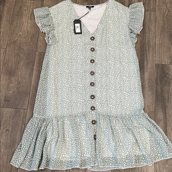 NWT Lucca Couture Sage Leopard Button-Down Dress - Picture 4 of 7